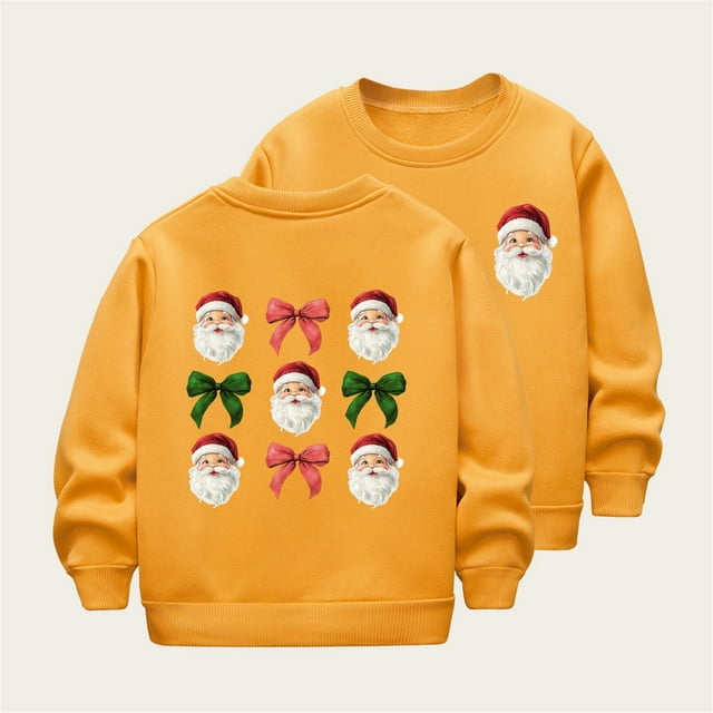 Cowsor Chandails en Molleton pour Filles Enfants Mignon Graphique Col Rond Chandail Tops Xmas Manches Longues Chemises de Vacances