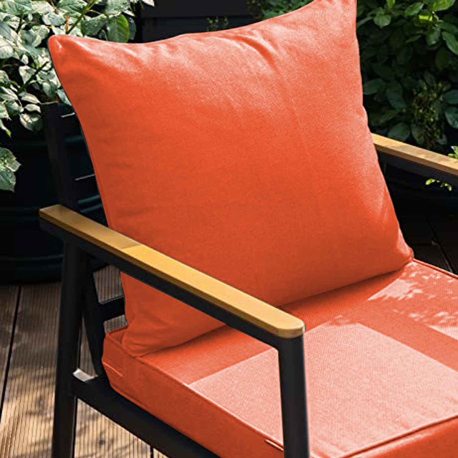 Outdoor Seat Cushions for Patio Furniture Set of 24x24 Inch for Waterproof Replacement Cushions with Removable Cover for Chair Yard Garden Deck，Orange