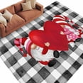 thumbnail image 2 of Valentine's, Area Rug 5x8 FT, Non Slip Bedroom Throw Carpet, Valentine Buffalo Plaid Black Gnomes Love Red Washable Soft Floor Carpet Non-Shedding Rug for Living Room Nursery Dorm Office, 2 of 9