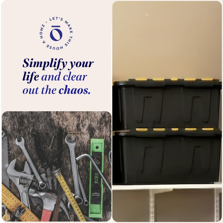 Homz 15 Gallon Durabilt Home Storage Container w/Lid, Black/Yellow