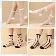 thumbnail image 5 of CAILDANL 10 Pairs Sheer Socks Striped Plaid Mesh Dot Bow See Through Transparent Socks for Women Girls, 5 of 7