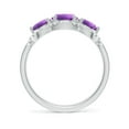 thumbnail image 2 of ANGARA Natural Floating Three Stone Amethyst Ring with Diamond Halo in 14K White Gold for Women (Size-6mm) | February Birthstone, Birthday, Anniversary, Jewelry Gift for Women | Natural Amethyst Ring, 2 of 9