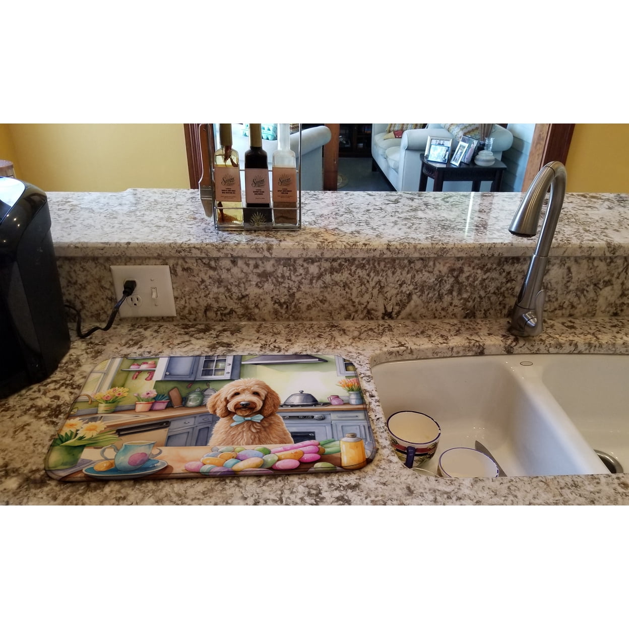 Decorating Easter Yorkshire Terrier Dish Drying Mat