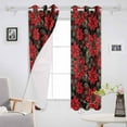 thumbnail image 3 of Hokiten Christmas Poinsettia Blackout Curtains | Light Blocking Print Window Curtains, Xmas Floral Botanical Red Black Thermal Insulated Window Drapes for Living Room Kitchen (2 Panels, 104"W x 63"L), 3 of 7