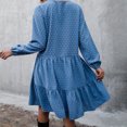 thumbnail image 3 of Women Long Sleeve Dress Dots V Neck A-Line Loose Spring, 3 of 8