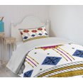 thumbnail image 4 of Ambesonne Tribal Quilted Bedspread Set 2 Pcs, Mayan Folkloric Cultural, Twin Size, Blue Pale Coffee Fuchsia, 4 of 6