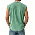 thumbnail image 4 of Mens Button Henley Neck Sleeveless Shirts Summer Muscle Cotton Tank Tops Relaxed Fit Plain Oversized Tshirts with Pocket, 4 of 5