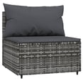 thumbnail image 2 of vidaXL Garden Middle Sofas with Cushions 2 pcs Grey Poly Rattan, 2 of 5