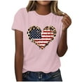 thumbnail image 2 of Cavosen Patriotic Clothes for Women Petite Independence Day Short Sleeve Round Neck T Shirts American Flag Graphic Tops Lady L 4th of July Casual T Shirts Red White and Blue Tunic Tees, 2 of 4