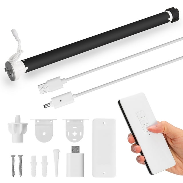Tuya Moteur de Rideau Rechargeable Intelligent avec Batterie Lithium Intégrée de 2600mAh - Tube de 38mm Compatible, Fonctionnement Ultra-Silencieux, Contrôle à Distance/app/voix via Alexa & Google Home, Vitesse Réglable, Métal