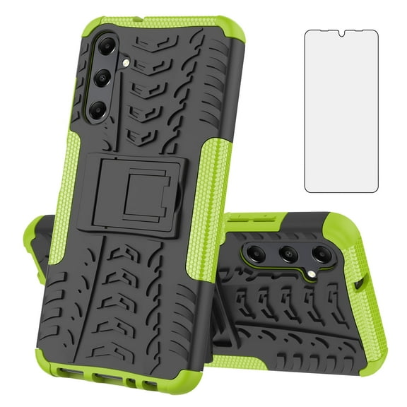 Asuwish Compatible with Samsung Galaxy A05s/A05 Phone Case Tempered Glass Screen Protector Slim Stand Hybrid Heavy Duty Rugged Protective Cell Cover for Ao5s Ao5 A 05s 05 Women Men Green