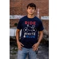 thumbnail image 4 of American Biker Ride White And Blue Plus Size Crewneck Graphic Tee Shirt Brisco Brands 5X, 4 of 5