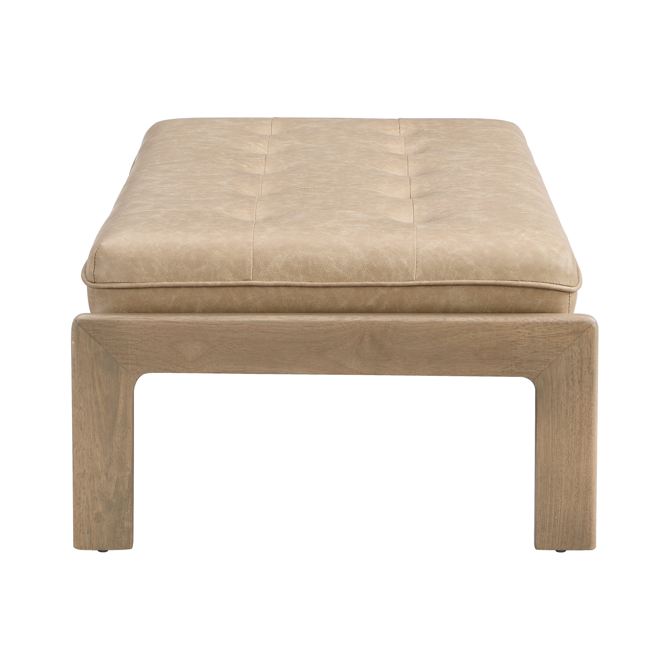 Christopher Knight Home Modern 48.4" Ottoman Bench, PU Leather Button-Tufted Cocktail Ottoman, Taupe Brown