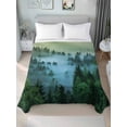 thumbnail image 4 of Twin Flat Sheet 66"x96", Mountain Soft Lightweight Bedding Flat Sheets Only, Forest Green Trees Modern Art Brushed Microfiber Top Bed Sheet, Breathable StainResistant Bedsheets, 4 of 9