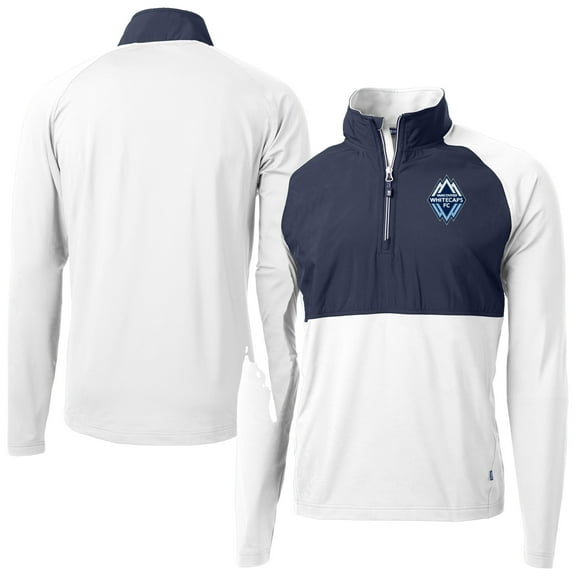 Men's-Cutter & Buck  White Vancouver Whitecaps FC Adapt Eco Knit Hybrid Recycled Quarter-Zip Pullover Top