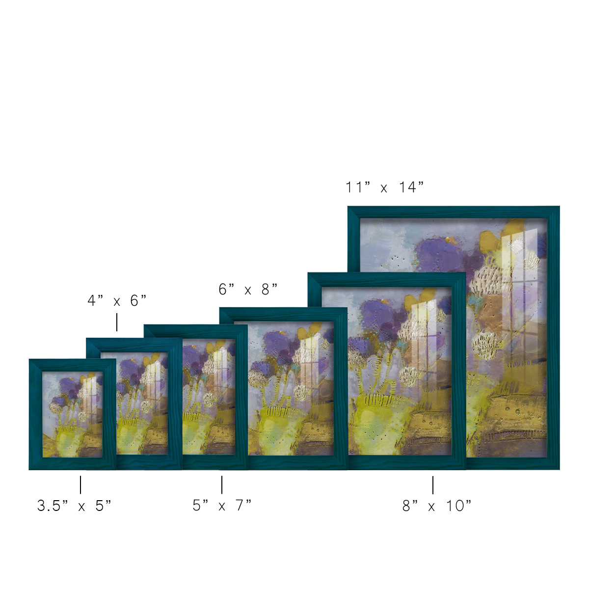 Blumen II -Framed Print w/glass-Ocean Blue