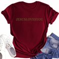 thumbnail image 2 of NAMTYQX Tshirts Shirts for Women Airoft Muster Plus Size Short Sleeve Looses Lightweight Crewneck Patterned Classic Womens Short Sleeve Tops Wine Size L, 2 of 5