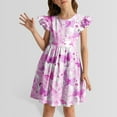 thumbnail image 2 of Dresses Girl Dresses 4T Girls Summer Dresses Floral Print Casual Short Sleeve Dress for Toddler Kids Age 3 10 Playful Outfit for School Outdoor Daily Wear Comfortable Breathable Fabric Easy Care, 2 of 4