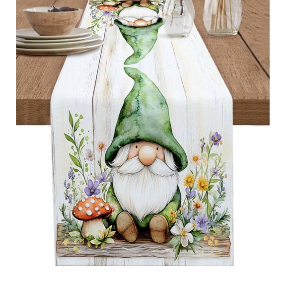 Moroccon Table Runner 36 Inches, Gnomes Mushroom Bed Runner Dresser Scarves Tabletop for Indoor Outdoor Parties/Ceremony/Banquet, 13"x 36"