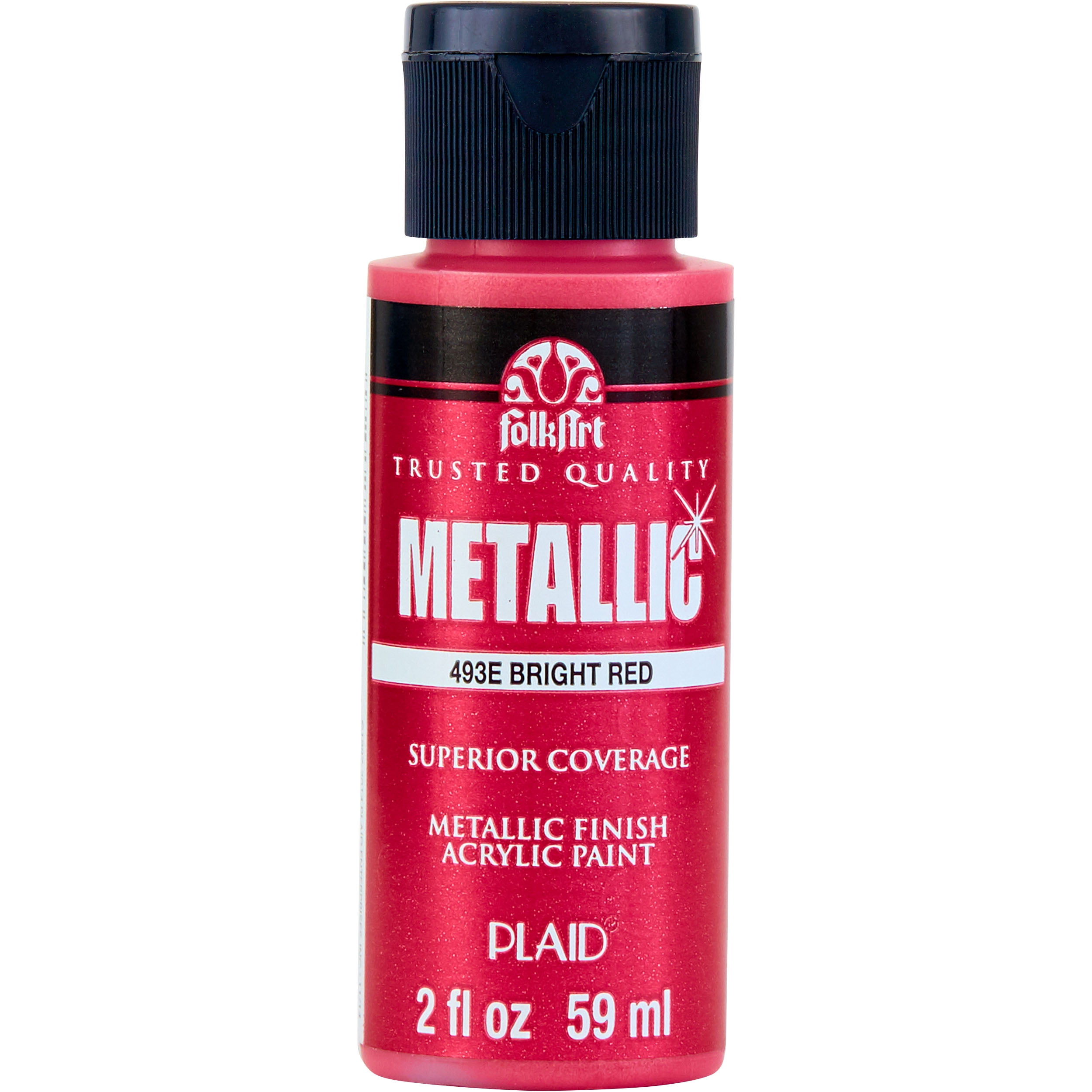 FolkArt Metallic Acrylic Craft Paint, Metallic Finish, Bright Red, 2 fl