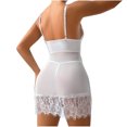 thumbnail image 5 of Somuwie Women's Large Size V-Neck Solid Color Lace See-Through Back Nightdress, 5 of 6