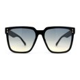 thumbnail image 3 of Womens Squared Horn Rim Inset Lens Oversized Rectangle Sunglasses Black Blue Yellow, 3 of 4