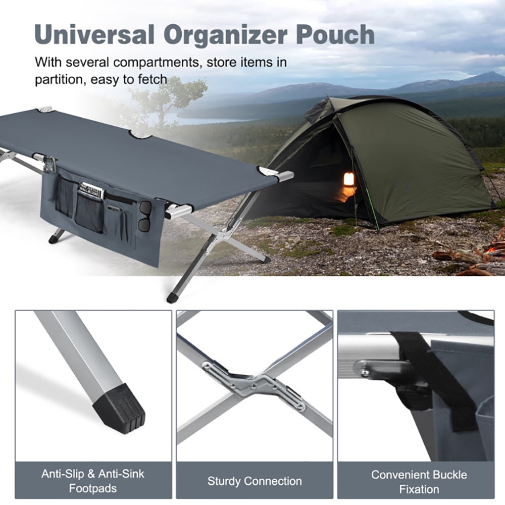Aimee Lii Folding Camping Cot Heavy-duty Camp Bed with Carry Bag, Folding Sleeping Cot for Camping, Gray