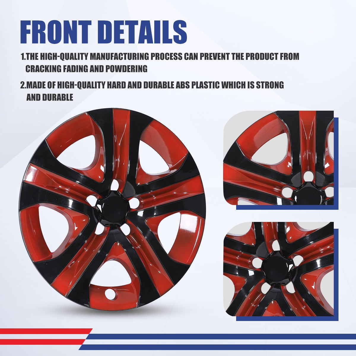 4pcs/Set 17" Hubcaps Wheel Rims Cover for 2013-2018 Toyota Rav4 Compatible With Steel Wheels Snap on Installation(Black Lacquer & Red Lacquer)