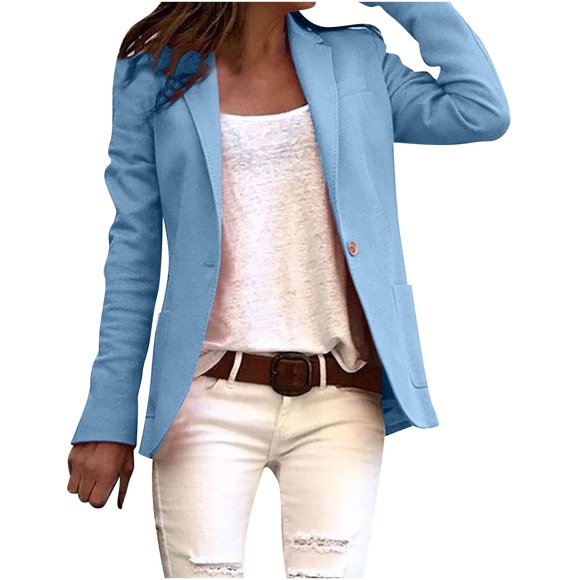 ZVAVZ Up To 50% Off Fashion! Blazer Jackets for Women Casual Fashion Solid Color Slim Jacket Suits Buttons Lapel Long Sleeve Blazers for Daily/Work Blazers for Women Business Casual