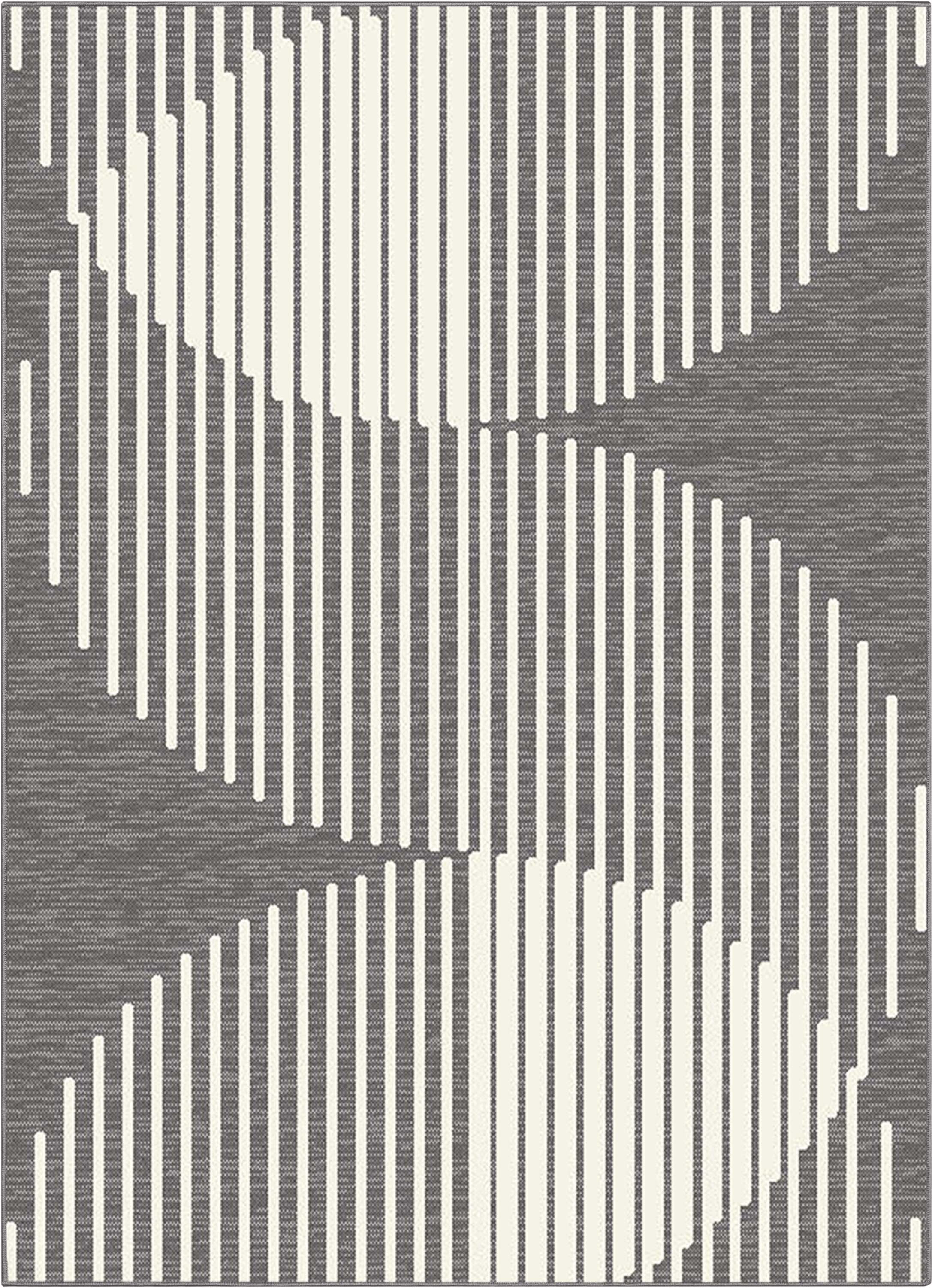 Well Woven Medusa Alder Modern Geometric Ivory Grey 7'10" x 9'10" Indoor Outdoor Area Rug