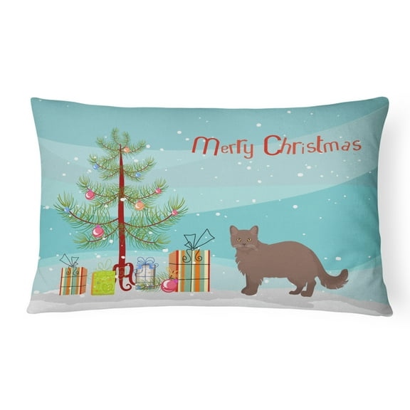 Carolines Treasures CK4737PW1216 York Chocolate 1 Cat Merry Christmas Canvas Fabric Decorative Pillow, 12H x16W,