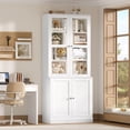 thumbnail image 3 of Hiphuta 73 in Tall 6-Tier Bookcase with Glass Doors, 32" Wide Bookshelves with Adjustable Shelf, Modern Minimalist Book Shelf for Home Office, Living Room, White, 3 of 8