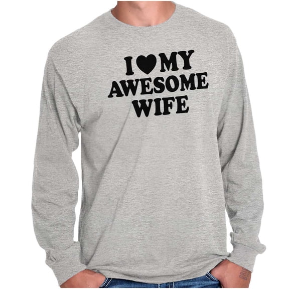 I Love My Awesome Wife Cute Husband Men's Long Sleeve Tee T Shirt Brisco Brands S