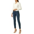 thumbnail image 2 of INSPIRE CHIC Women's Casual V Neck Full Placket Long Sleeve Shirt White XL, 2 of 6