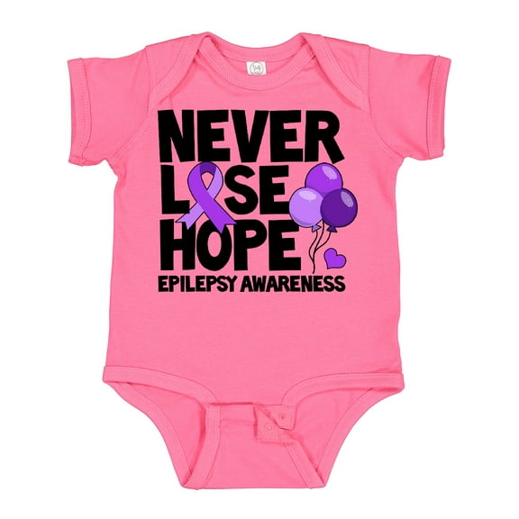 Inktastic Never Lose Hope Epilepsy Awareness with Balloons and Purple Ribbon Boys or Girls Baby Bodysuit