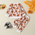 thumbnail image 4 of Youmylove Toddler Boys Girls Long Sleeve Cartoon Pumpkin Prints T Shirt Pullover Tops Pants Outfits Toddler Girl Clothes, 4 of 6
