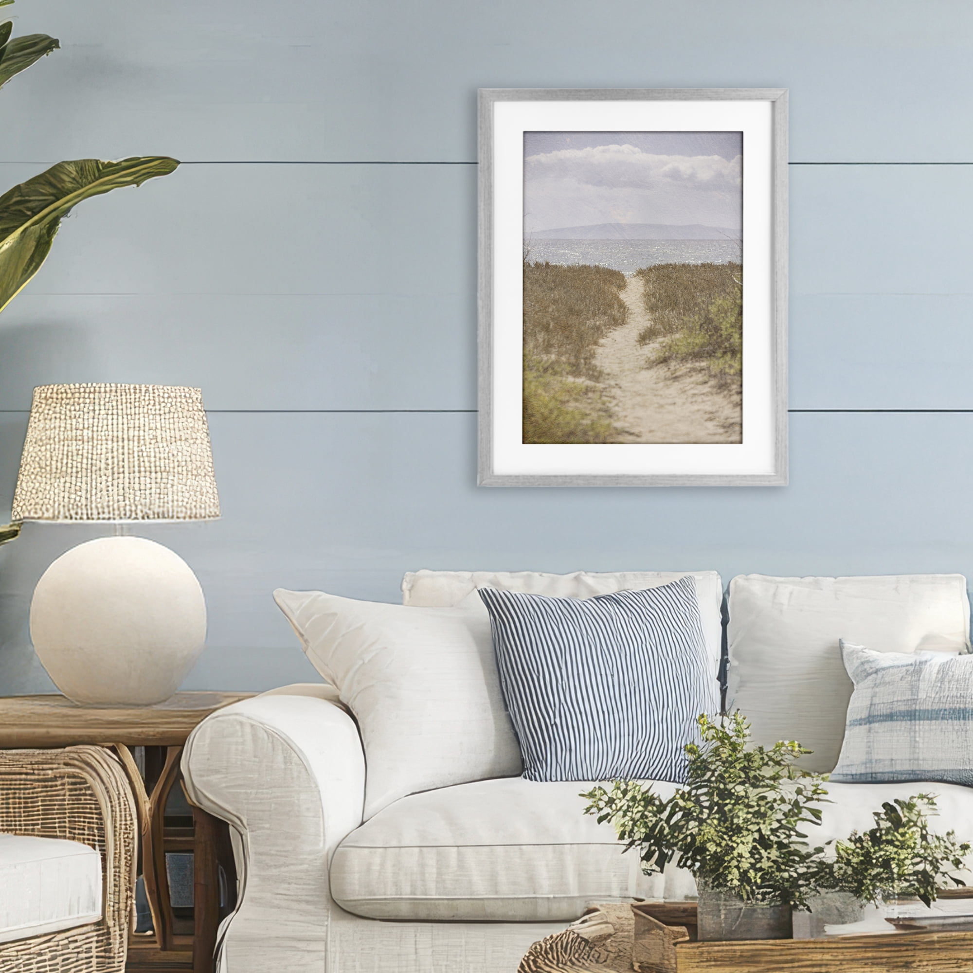 Stupell Industries Path to Misty Ocean Gray Framed Print Under Glass, design by Aaron Matheson