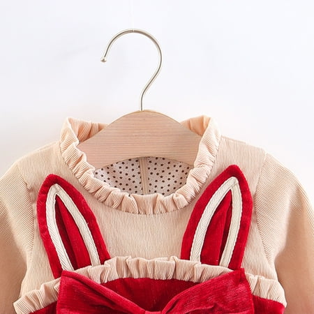 

Cathalem Size 12 Dresses Toddler Girls Long Sleeve Winter Bowknot Rabbit Ears Dress Princess Dress Halter Wedding Dress Dress Beige 9-12 Months