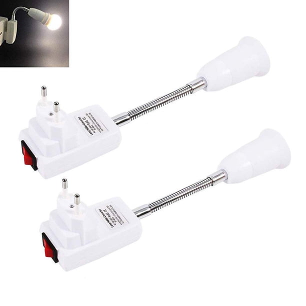 Juego de 2 portalámparas E27 con interruptor para lámpara de pared de cocina, CA 220 V, portalámparas E27 de pie, foco inalámbrico para lectura y garaje.
