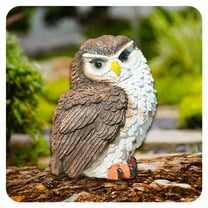 ICERUN Garden Statues,Resin Brown Owl Sculpture Yard Art,Fierce Owl Impression Outdoor Garden Decor,Style1