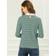 thumbnail image 5 of Blusa de rayas Allegra K Peter Pan Verde XS para mujer, 5 of 6