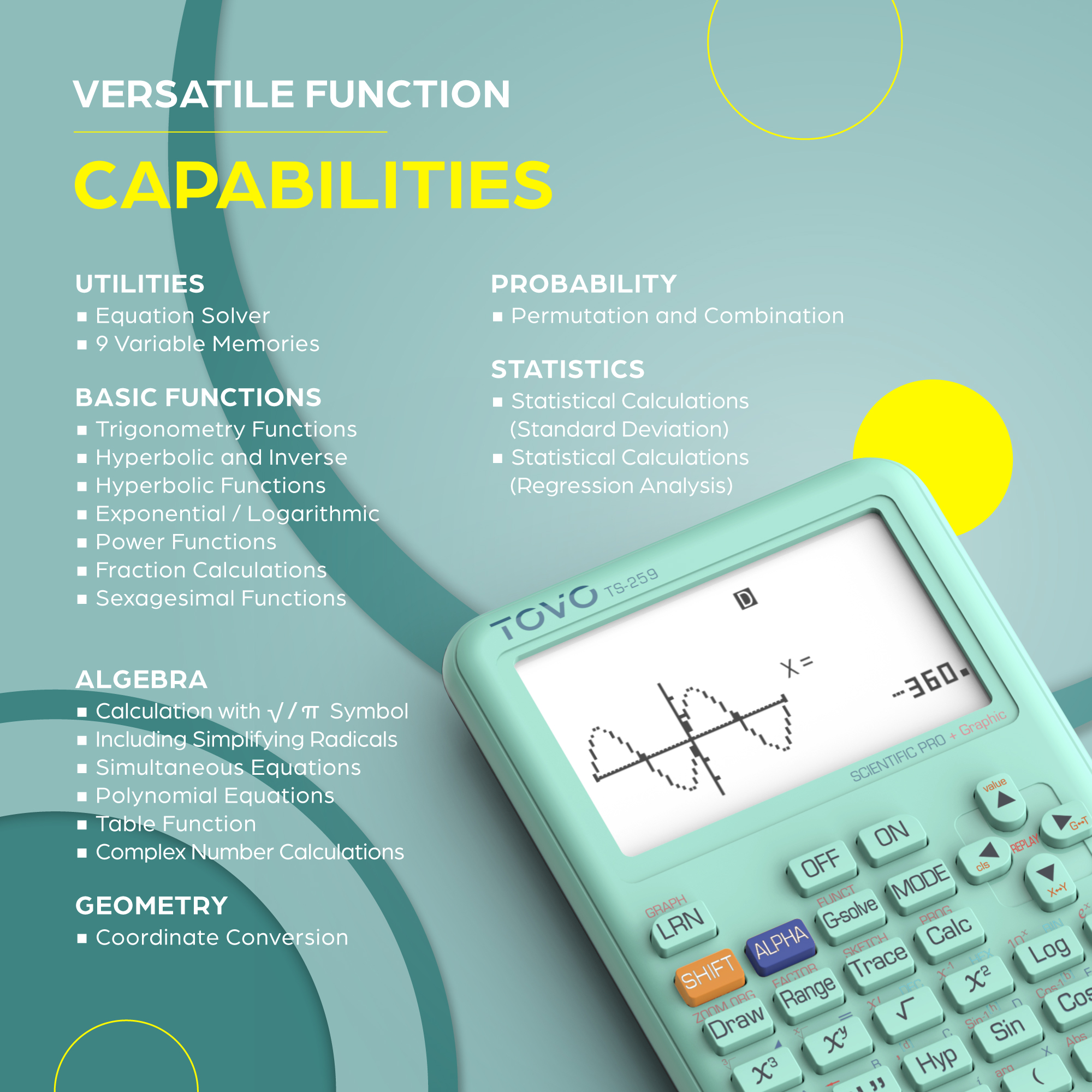 TOVO Scientific Calculator with Graphing Functions, 360 Functions photo 4