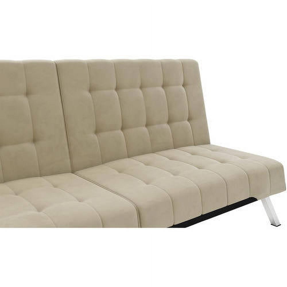 DHP Emily Convertible Futon Sofa Couch, Beige Velvet