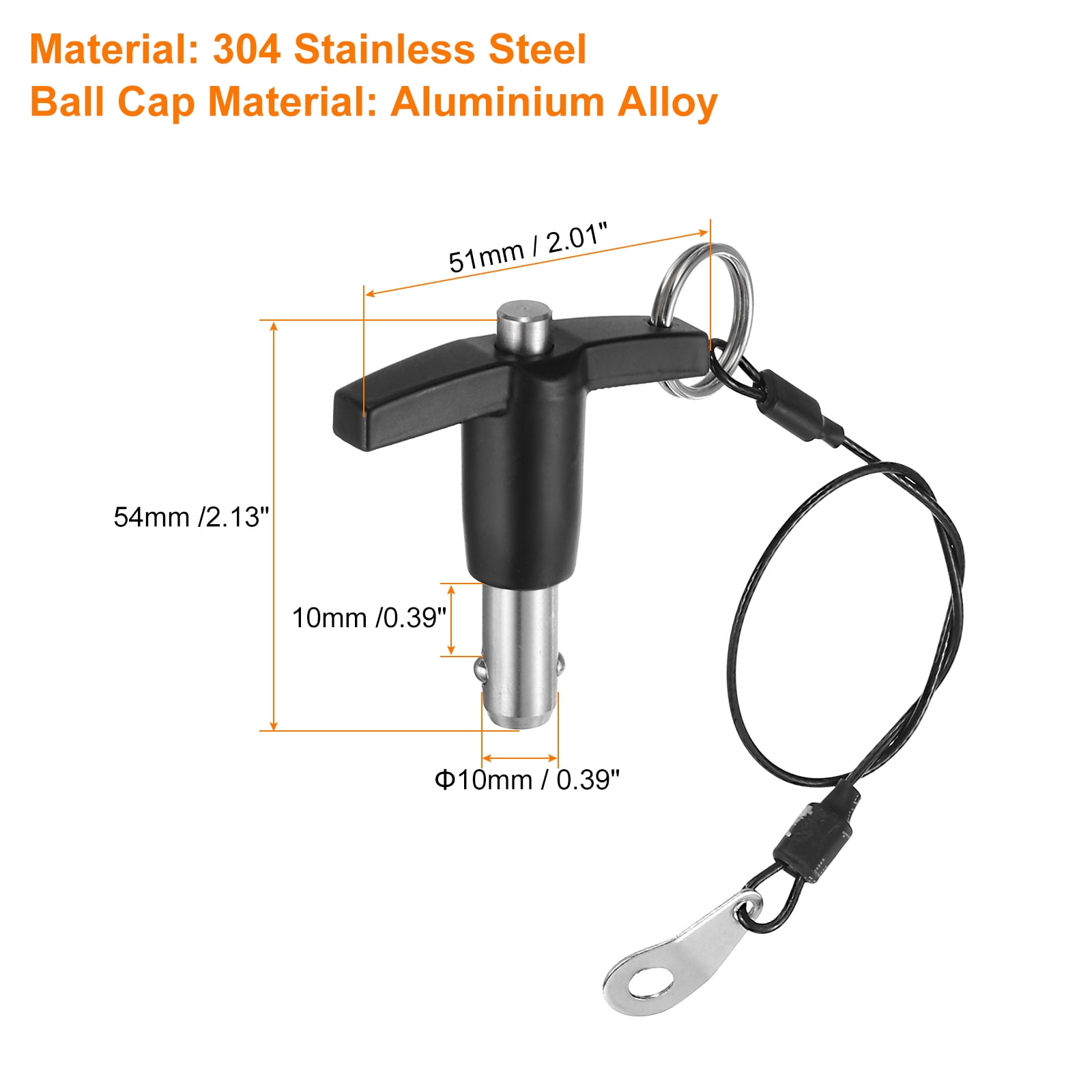Uxcell 4Pack T Handle Lock Pins, 10mm x 10mm Usage Length Stainless Steel Push-Button Quick Release Pin