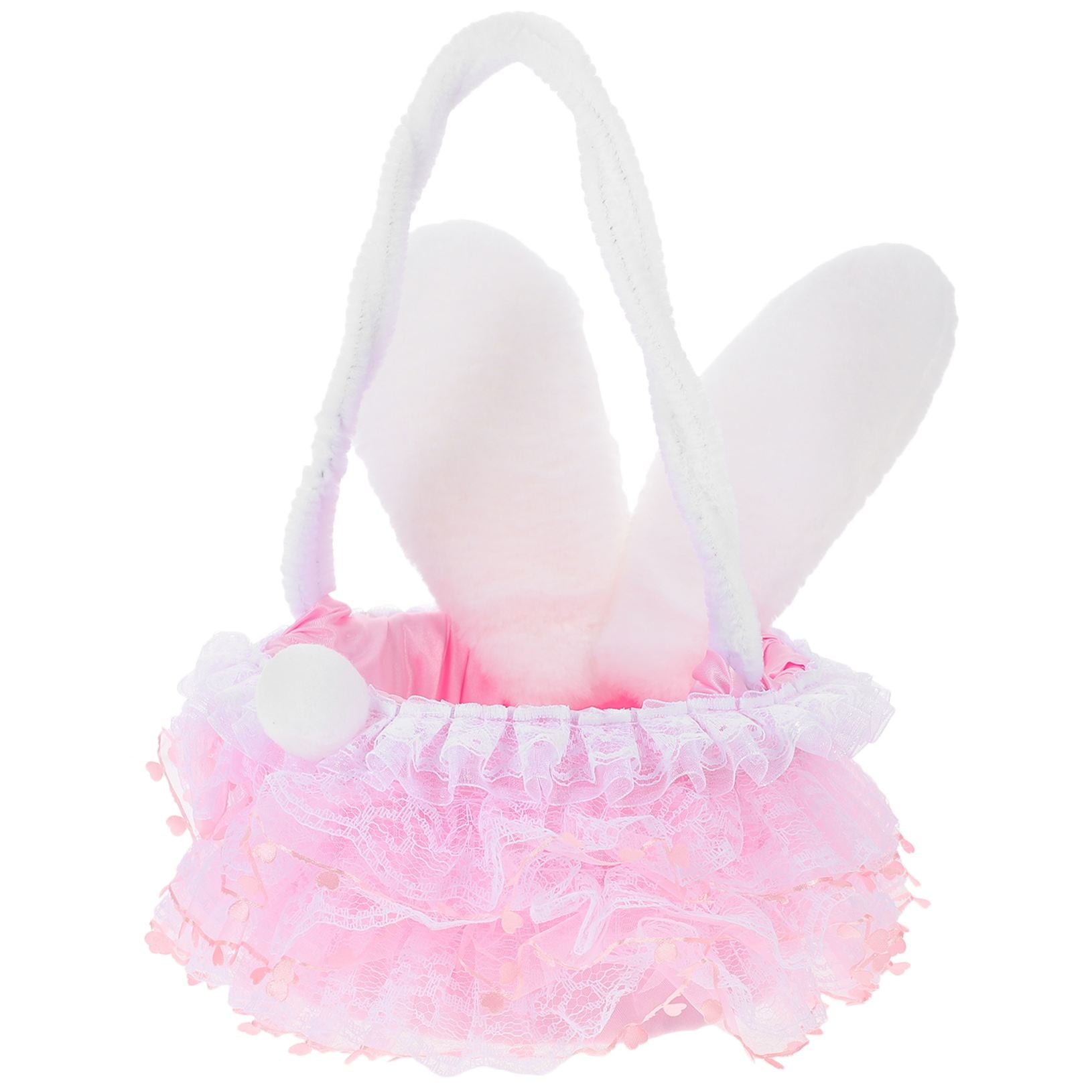 AURARMLET Easter Themed Flower Basket Small Storage Basket Pink PU 1Set