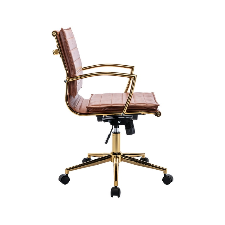 Guyou Faux Leather Swivel Office Chair Modern Wide Seat