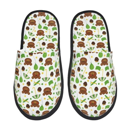 

Yiaed Cute Bear Print Unisex House Slippers Slip on Warm Shoes Indoor Outdoor with Anti-slip sole-Medium