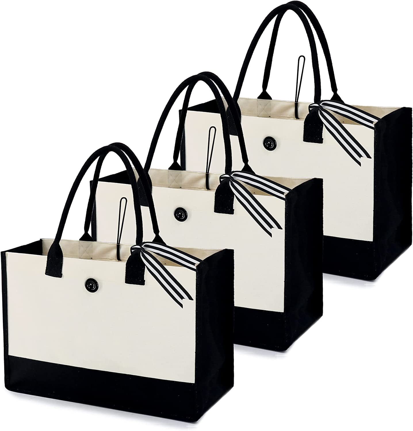 24 Pack - Blank Natural Color Canvas Tote Bags - Wholesale Plain Tote Bags  Bulk