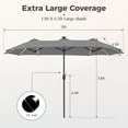 thumbnail image 6 of Alpha Joy 13ft Large Double-Sided Outdoor Patio Umbrella with Colorful Solar Lights, Smoky Gray, 6 of 7