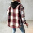 thumbnail image 5 of Women's Winter Casual Fashion Plaid Hooded Long Sleeve Wool Blend Outer Fleece Lined Thickened Button Closure Jacket Coat Top for Winter Daily Casual Outfits, 5 of 5